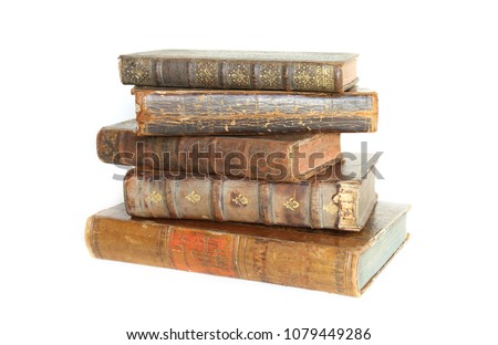 old books isolated on white. Royalty-Free Stock Photo #1079449286