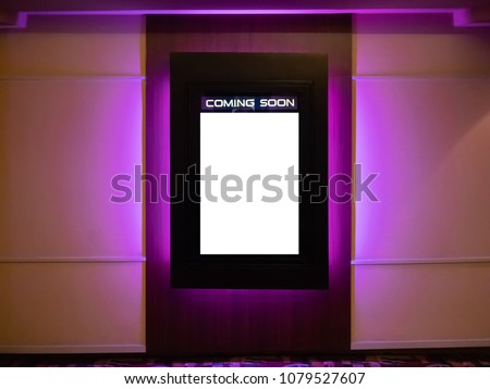 Movie poster light box or Display frame cinema lightbox or billboards with white blank space.