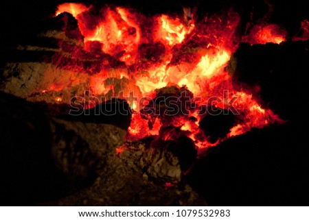 Passion is seen among burning firewood.