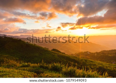Beautiful sunset and beautiful sky in the mountain at Chiang Mai,Thailand.