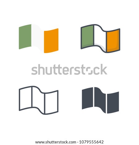 Ireland flag patrick's day holiday icon flat line silhouette colored