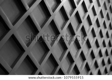  Geometric texture with lines, rhombuses.  Black and white, background. 