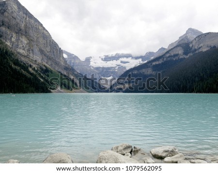 Beatiful nature landscape picture with a great blue lake