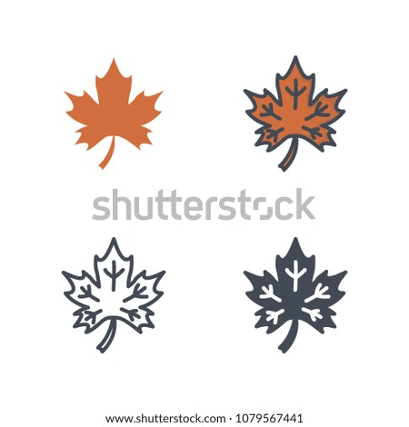 Maple leaf thanksgiving day holiday icon flat line silhouette colored