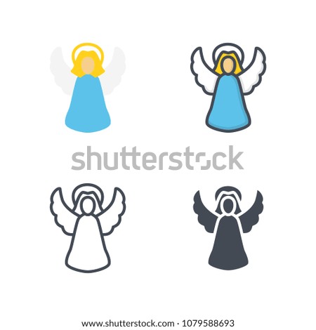 Angel christmas holiday illustration flat line silhouette icon