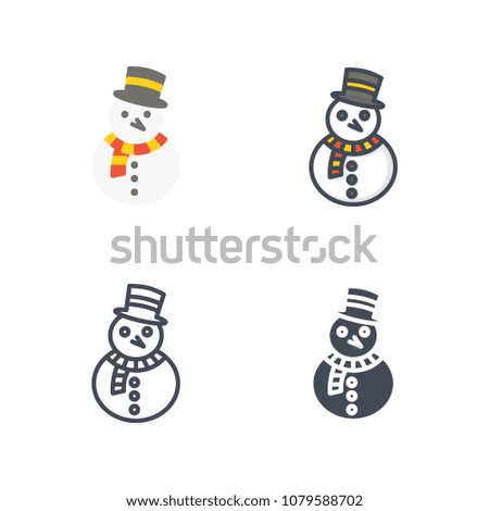 Snowman christmas holiday illustration flat line silhouette icon