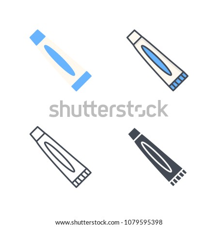 Toothpaste dental flat line silhouette colored icon illustration raster