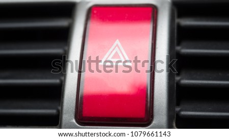 Emergency Light Button in car close up