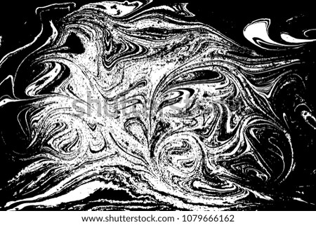 Black and white liquid texture. Watercolor hand drawn marbling illustration. Abstract vector background. Monochrome marble pattern