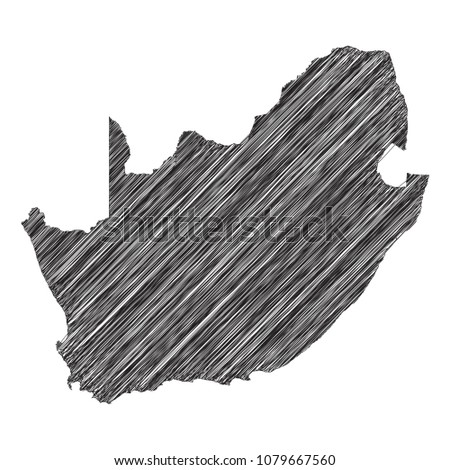 Scribble map of South Africa. Sketch Country map black for infographic , brochures and presentations. isolated on white background. Vector illustration eps 10.