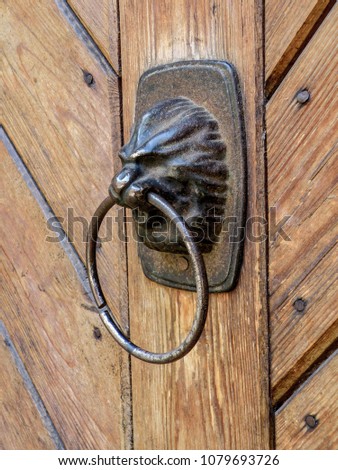 Door hammer in the shape of a lion's head