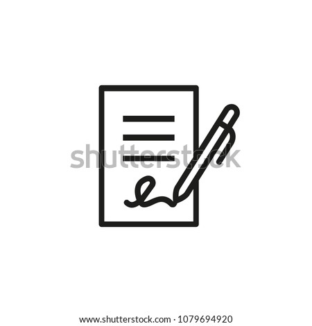 Signing contract icon.  Report, letter, will. Deal concept. Can be used for topics like business, education, correspondence Royalty-Free Stock Photo #1079694920