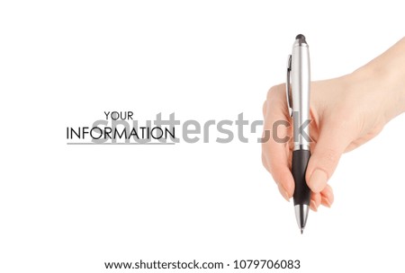 Pen in hand pattern on white background isolation