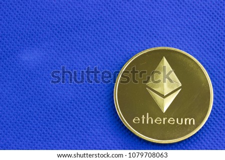 Cryptocurrency Ethereum. Blue texture