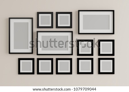 group of blank empty picture frame on the wall.