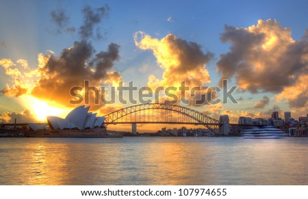 Sydney Harbour with Opera House and Bridge