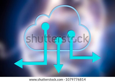 E-cloud concept with blurred blue background.