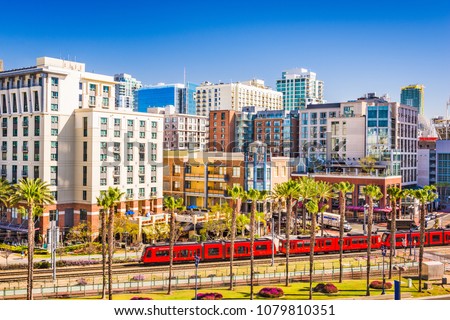 San Diego, California cityscape at the Gaslamp Quarter.