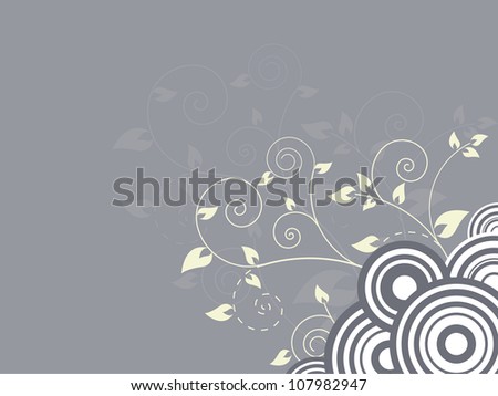 Floral background with retro circles