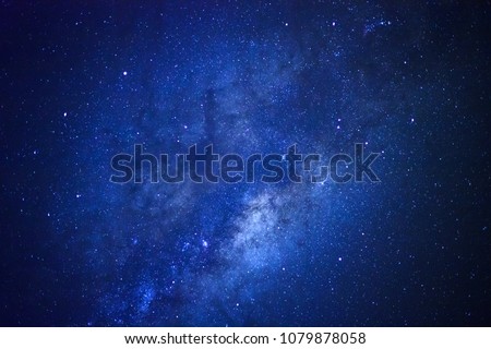 The center of Milky Way Galaxy, Long exposure photograph, with grain