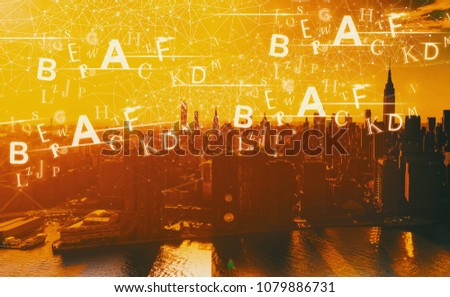 Alphabets with the Manhattan, NY skyline in sunset