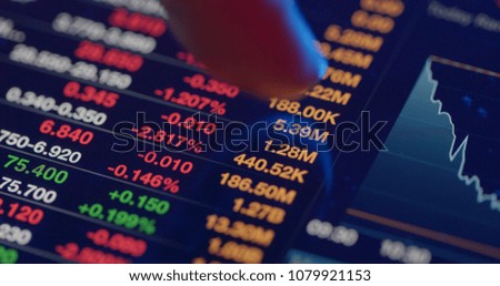Stock market analysis on digital tablet computer 