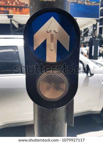 The pedestrian crossing button for pressing before cross the road. Transportation concept.