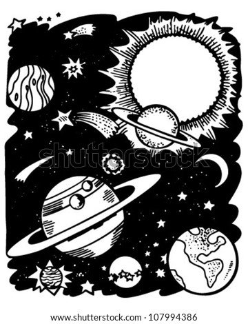 Outer Space - Retro Clipart Illustration