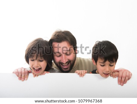 A Parent With Two Sons with White Banner