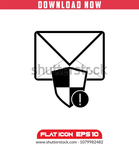 Email Security Attention. Outline . Vector Icon in flat design.Isolated.