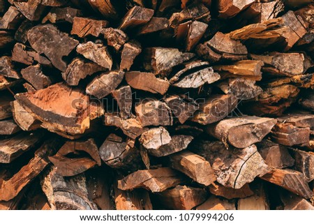 A dry chopped firewood log, wood log natural concept