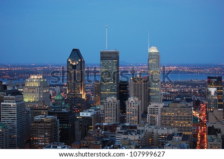 Montreal city skyline at sunset from Parc Mont-Royal,Montreal, Quebec, Canada