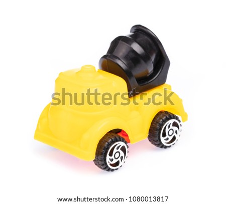 toy truck Concrete mixe isolated over white background