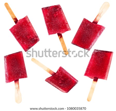 food background, berry fruit ice on white