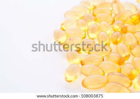 Omega 3 fish oil capsules  on a white background
