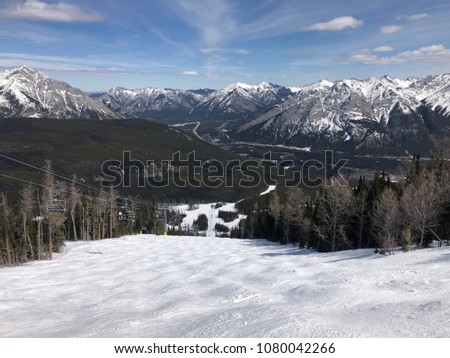 Skiing in snowy mountains of Canada