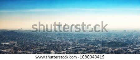 Los Angeles, CA, USA - February 02, 2018: Downtown skyscraper buildings and suburbs of Los Angeles from Griffith Park California