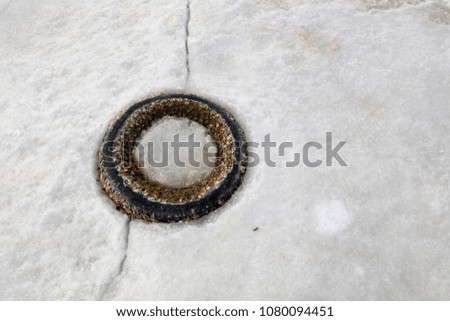 car tires frozen in the ice and snow