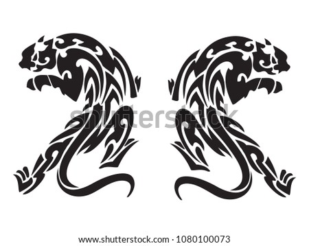 tiger tattoo style. Fantasy, tattoo art, coloring books. Isolated vector illustration, retro stye, Designer simple element for Back, shoulder men and women, symbol, nature, wild, ink, zoo, outline, 