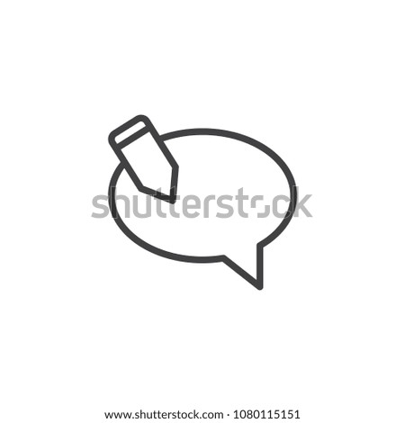 Writing message outline icon. linear style sign for mobile concept and web design. Speech bubble with pen simple line vector icon. Symbol, logo illustration. Pixel perfect vector graphics