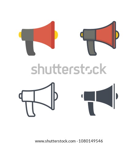 Speaker megaphone firefight illustration flat line silhouette colored icon