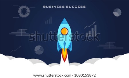 Rocket launch, ship. Vector illustration concept of business. Business Rocketship Startup Symbol. Flat Design