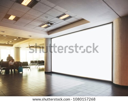 Blank billboard Light box Media Indoor Public building Blur People