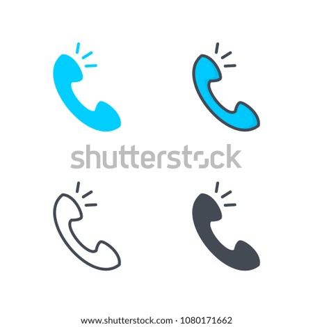 Phone support flat line silhouette colored rater illustration icon