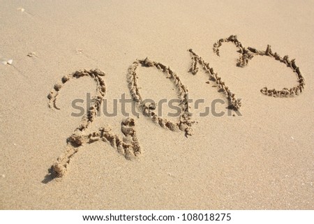 2013 year on the tropical beach Royalty-Free Stock Photo #108018275