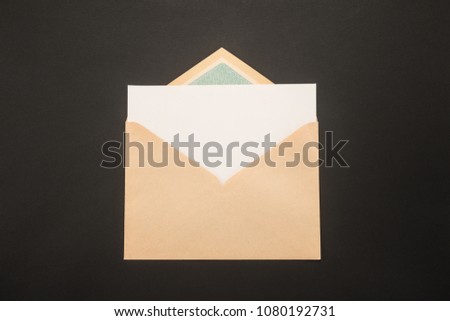 Envelope on black background   