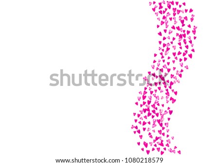 Mothers day background with pink glitter confetti. Isolated heart symbol in rose color.  Postcard for mothers day background. Love theme for voucher, special business banner. Women holiday design