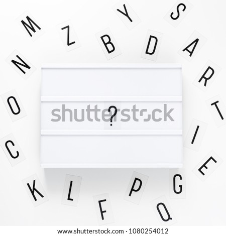 blank lightbox and letters over white background