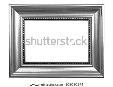 silver picture frame, isolated on white background
