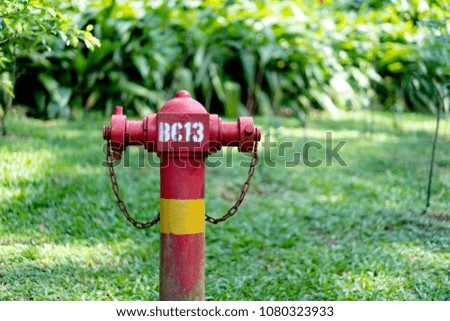 Fire hydrant labeled BC13 in Singapore. Label is used for fire fighters to quickly identify the location of nearest fire hydrant